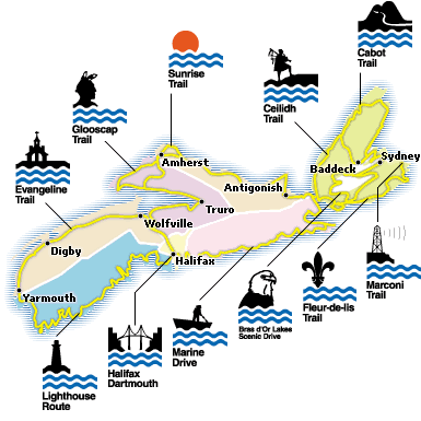 Map Nova Scotia Reiserouten