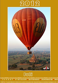 Abenteuerkalender 2022 Balloons over Bagan, Hot Air Ballooning in Burma, Myanmar