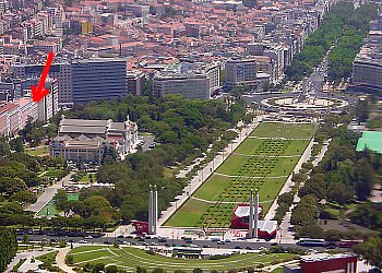 Luftaufnahme vom Marques de Pombal, links das Residential Avenida Parque Hotel