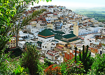 Blick auf die Heilige Stadt der marokkanischen Moslems Moulay Idriss