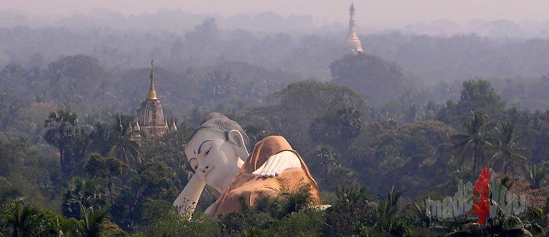 Träumend liegt der neue Buddha zwischen Palmen