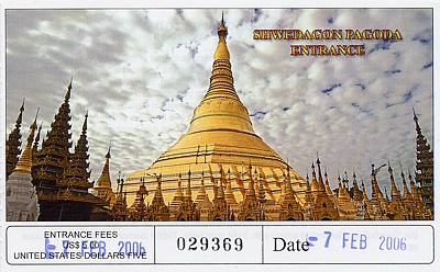 5 US$ Eintrittsgeld in die Shwedagon Pagode