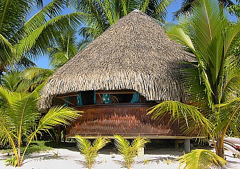 Round Bungalow der Pension Chez Nono am White Sand Beach von Matira Point