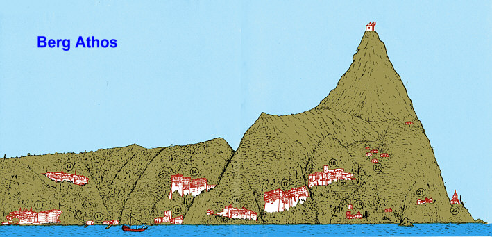 Sdwestlicher Teil des Heiligen Berges Athos