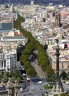 Grnes Band Las Ramblas in Barcelona (Mrz)