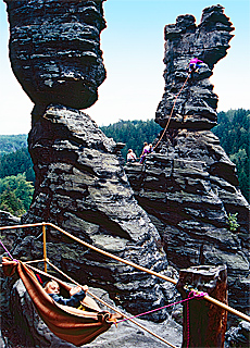 Klettern im Kletterparadies Bielatal an der kleinen und groen Herkulessule