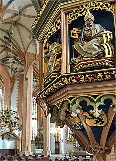 Prediktkanzel in der St.Annenkirche in Annaberg-Buchholz (Februar)