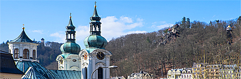 Kirche St.Maria-Magdalena mit Aussichtsturm Diana, Pavillon Petra und Hirschsprung