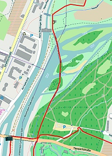 GPS Joggingstrecke in den Isarauen (9.4 km)