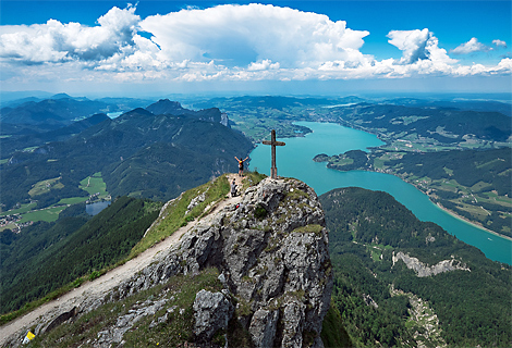 Schafberg Gipfelkreuz und Mondsee