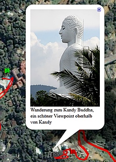 GPS Track Wanderung zum Kandy Buddha