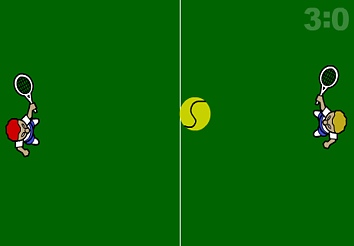 Tennis (Pfeiltasten=Auf/Ab, Blanktaste=Schlagen)