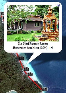 GPS-Track Hotels auf Ko Ngai