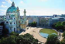 Hoch ber dem Karlsplatz in Wien